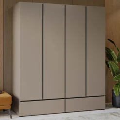 Armadio 180x210h cm 4 ante con 2 cassetti tortora Lolla