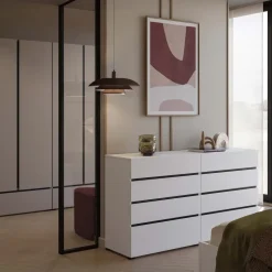 Armadio 180x210h cm 4 ante con 2 cassetti tortora Lolla