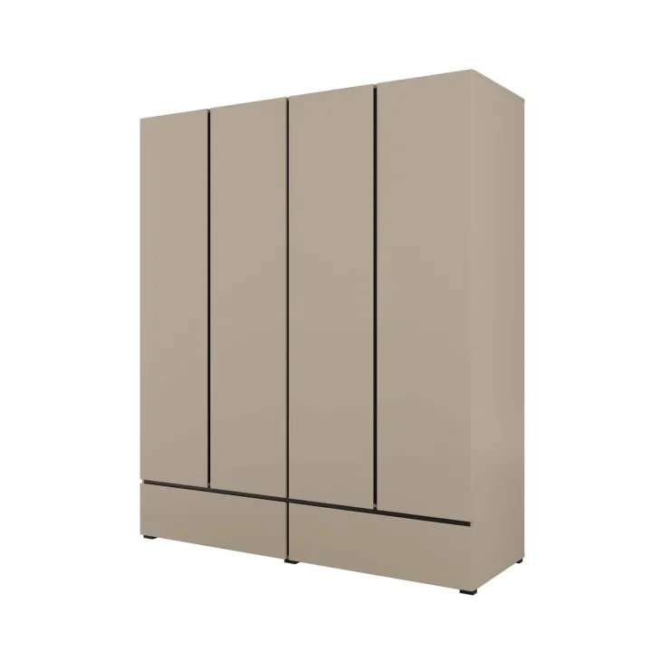 Armadio 180x210h cm 4 ante con 2 cassetti tortora Lolla