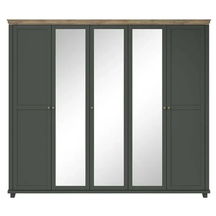 Armadio 246x216h cm 5 ante con specchio verde quercia Texel