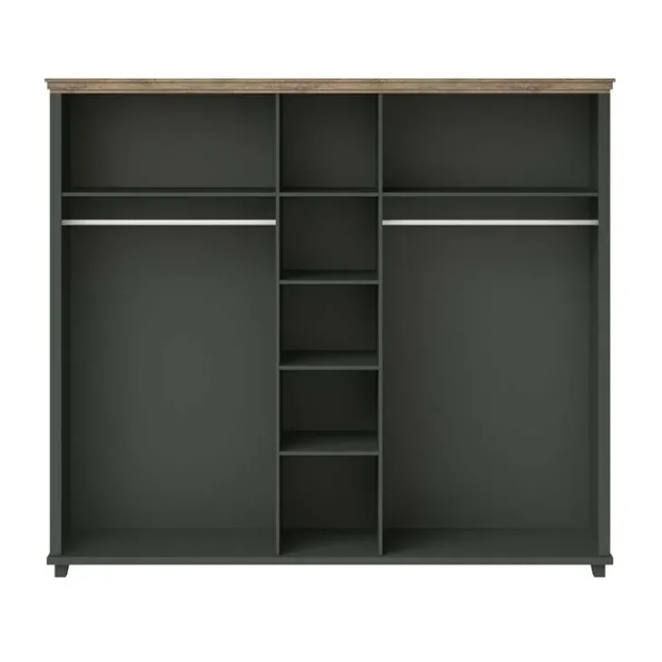 Armadio 246x216h cm 5 ante con specchio verde quercia Texel
