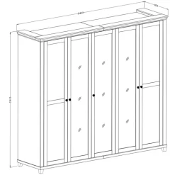 Armadio 246x216h cm 5 ante con specchio verde quercia Texel