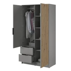 Armadio 105x200h cm 2 ante con specchio grigio quercia Miller