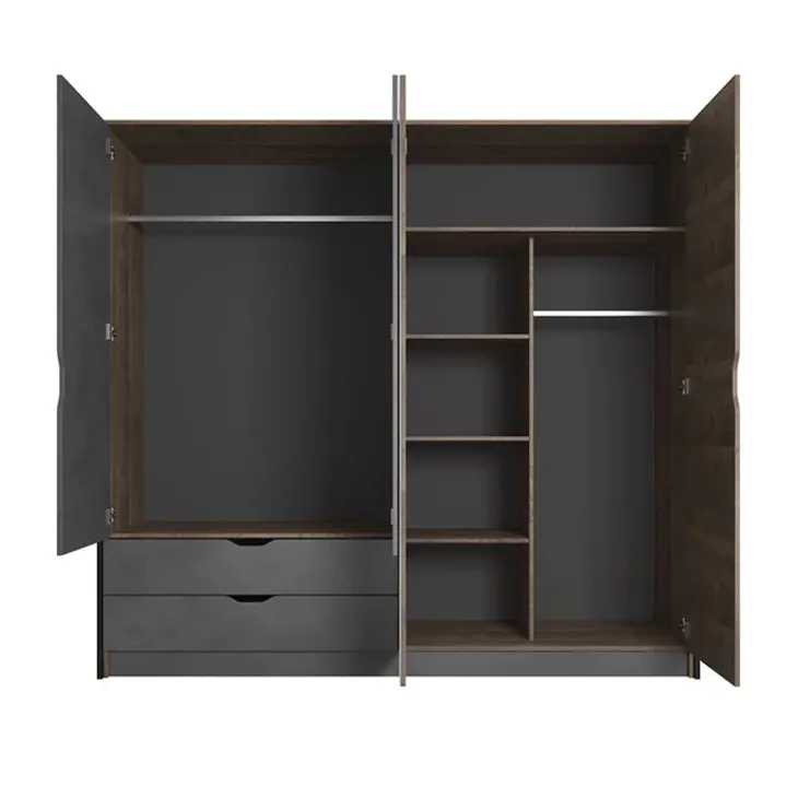 Armadio 220x205h cm 4 ante con specchio grigio quercia Dable