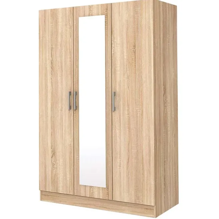 Armadio 120x181h cm 3 ante con specchio moderno rovere Sorrento
