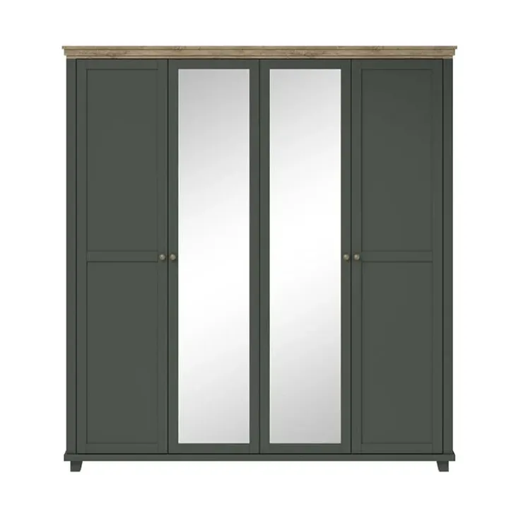Armadio 200x216h cm 4 ante con specchio verde quercia Texel
