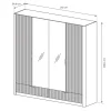 Armadio 213x209h cm 4 ante con specchio beige cannettato Ramis