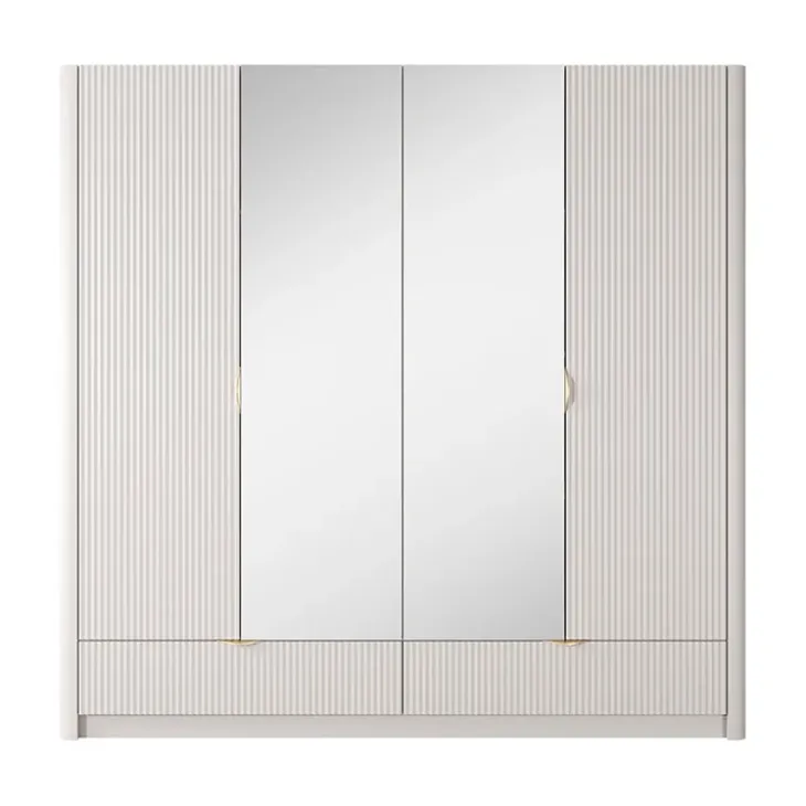 Armadio 213x209h cm 4 ante con specchio beige cannettato Ramis