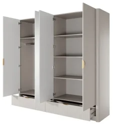 Armadio 213x209h cm 4 ante con specchio beige cannettato Ramis
