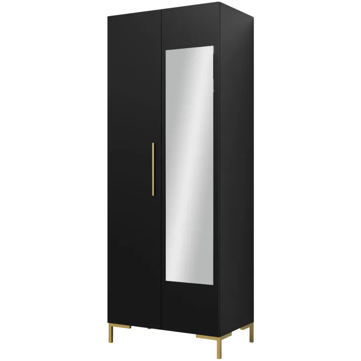 Armadio 74x196h cm 2 ante con specchio soggiorno nero Nuvia