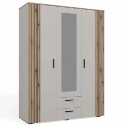 Armadio 150x200h cm 3 ante con specchio e 2 cassetti beige cashmere rovere Parker