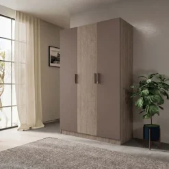 Armadio 120x191h cm 3 ante design rovere scuro marrone Rodari