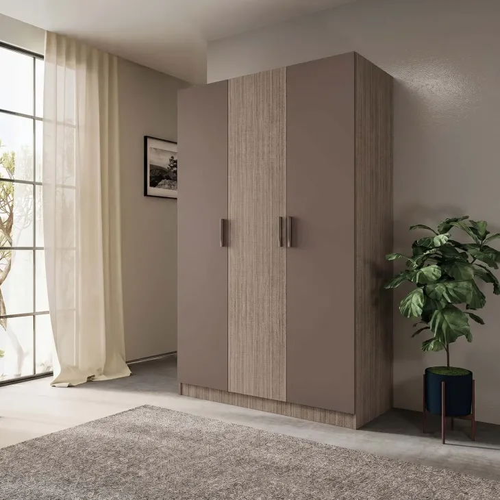 Armadio 120x191h cm 3 ante design rovere scuro marrone Rodari