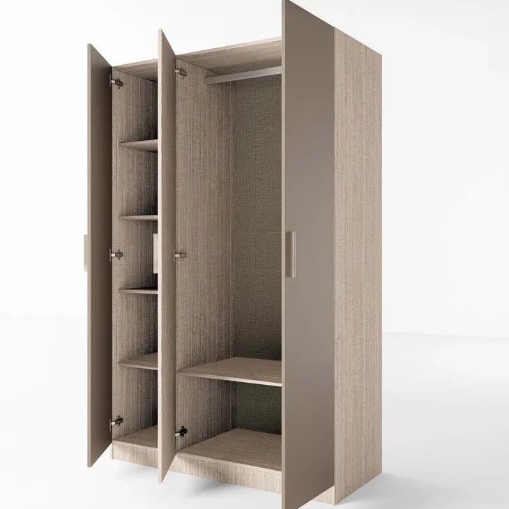 Armadio 120x191h cm 3 ante design rovere scuro marrone Rodari