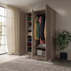 Armadio 120x191h cm 3 ante design rovere scuro marrone Rodari