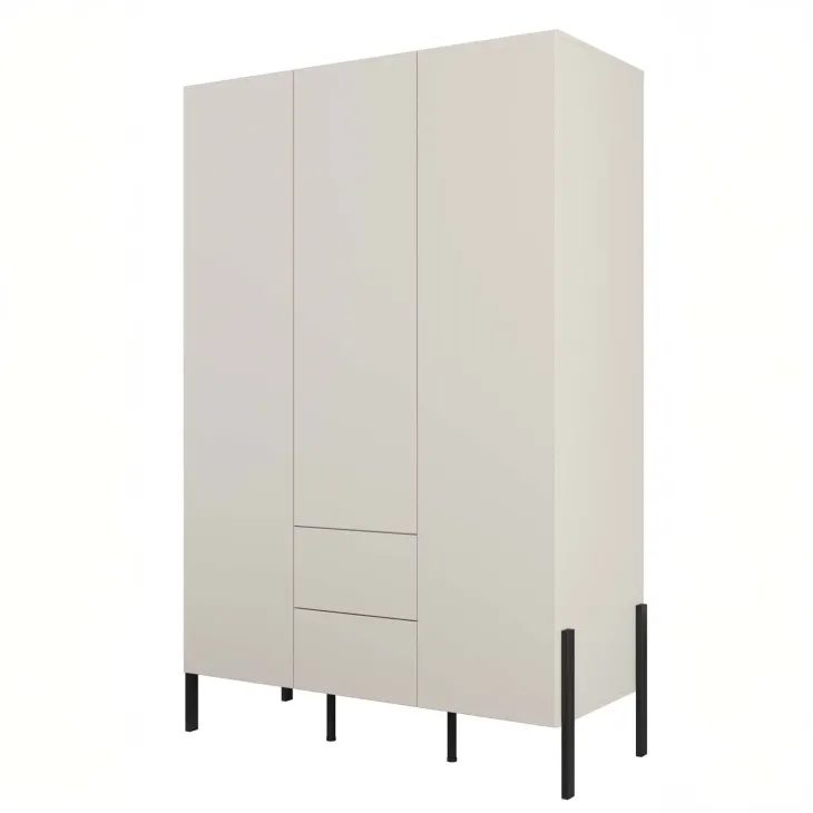 Armadio 139x210h cm 3 ante e 2 cassetti beige cashmere Simple