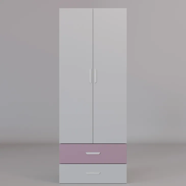 Armadio 80x200h cm 2 ante e 2 cassetti cashmere rosa Colorful