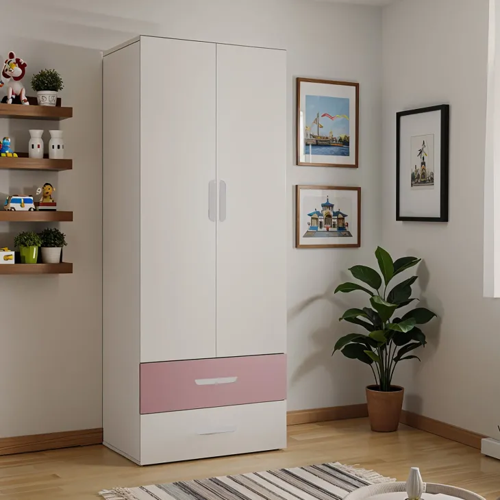 Armadio 80x200h cm 2 ante e 2 cassetti cashmere rosa Colorful