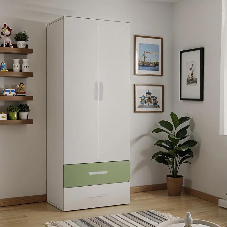 Armadio 80x200h cm 2 ante e 2 cassetti cashmere verde Colorful