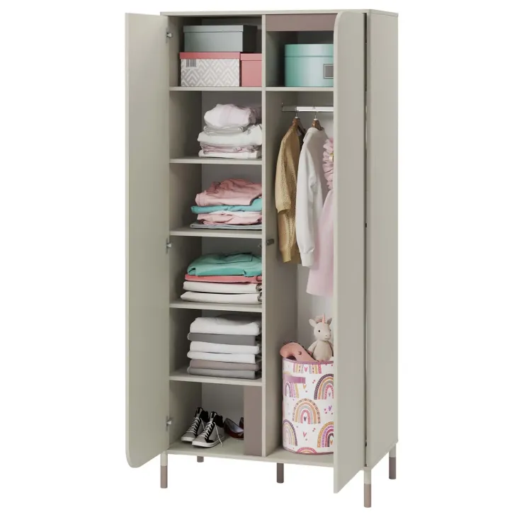 Armadio 92x201h cm 2 ante moderno beige cashmere Rita
