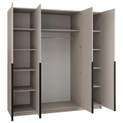 Armadio 200x215h cm 4 ante moderno beige nero Glammy 4