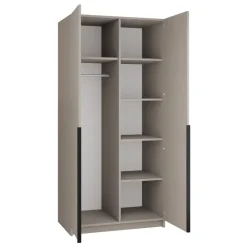 Armadio 100x215h cm 2 ante moderno beige nero Glammy 2