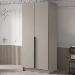 Armadio 100x215h cm 2 ante moderno beige nero Glammy 2
