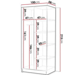 Armadio 100x215h cm 2 ante moderno beige nero Glammy 2