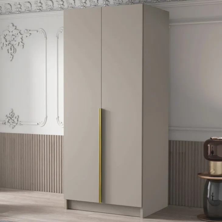 Armadio 100x215h cm 2 ante moderno beige oro Glammy 2