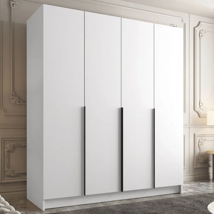 Armadio 200x215h cm 4 ante moderno bianco nero Glammy 4