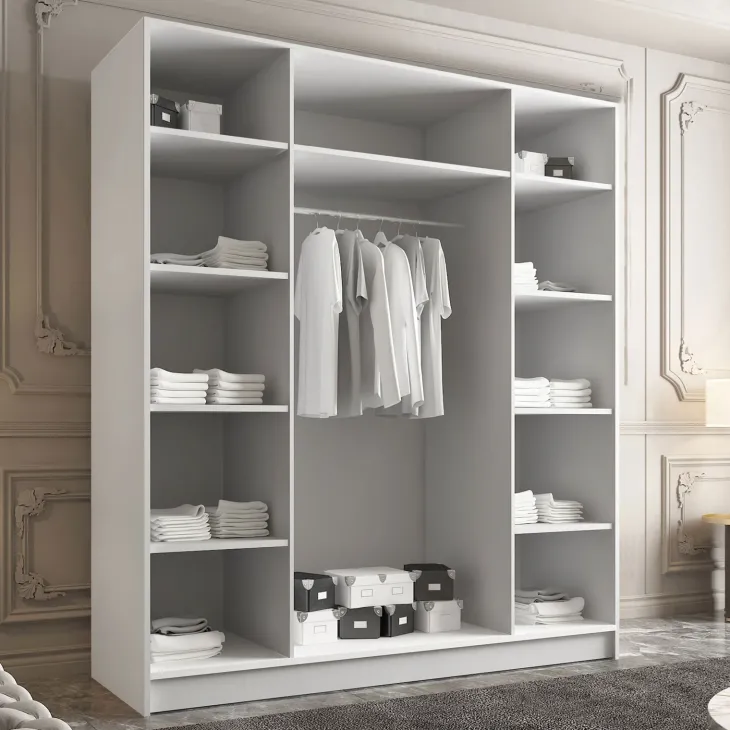 Armadio 200x215h cm 4 ante moderno bianco oro Glammy 4