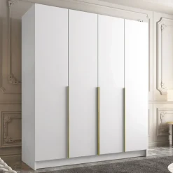 Armadio 200x215h cm 4 ante moderno bianco oro Glammy 4