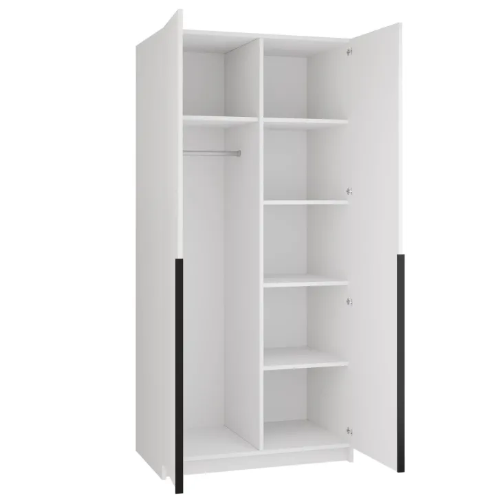 Armadio 100x215h cm 2 ante moderno bianco nero Glammy 2