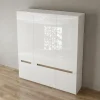 Armadio 180x206h cm 6 ante moderno bianco lucido noce Biancastagno