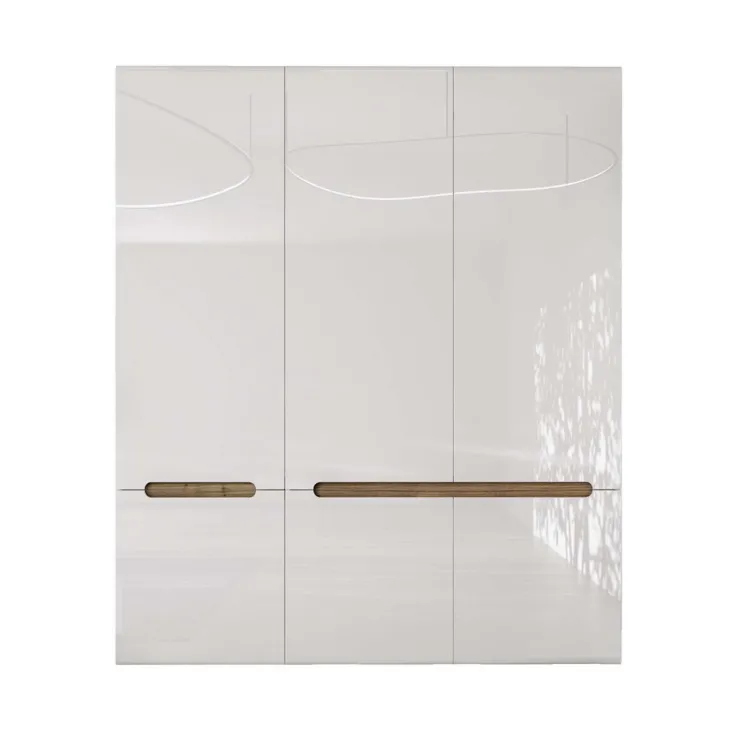 Armadio 180x206h cm 6 ante moderno bianco lucido noce Biancastagno