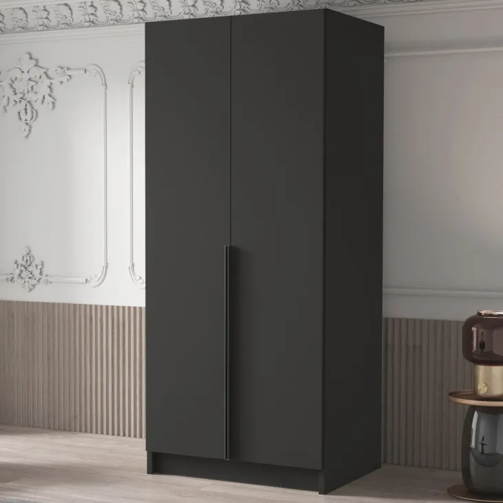 Armadio 100x215h cm 2 ante moderno nero Glammy 2