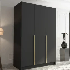 Armadio 150x215h cm 3 ante moderno nero oro Glammy 3