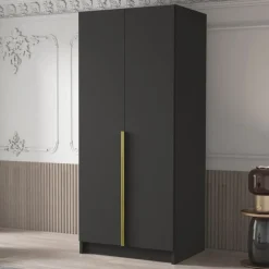 Armadio 100x215h cm 2 ante moderno nero oro Glammy 2