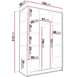 Armadio 150x215h cm 3 ante moderno rovere nero Glammy 4