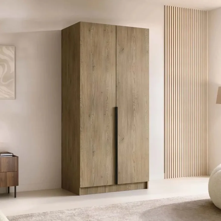 Armadio 100x215h cm 2 ante moderno rovere nero Glammy 4