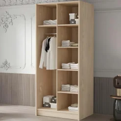 Armadio 100x215h cm 2 ante moderno rovere nero Glammy 4