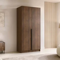 Armadio 100x215h cm 2 ante moderno rovere scuro nero Glammy