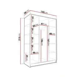 Armadio 150x215h cm 3 ante moderno rovere scuro nero Glammy