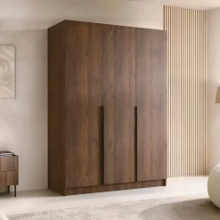Armadio 150x215h cm 3 ante moderno rovere scuro nero Glammy