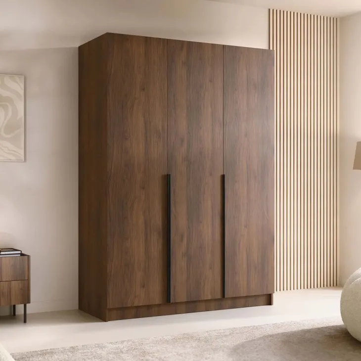 Armadio 150x215h cm 3 ante moderno rovere scuro nero Glammy
