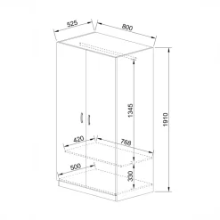 Armadio 80x191h cm 2 ante moderno rovere scuro marrone Ilario