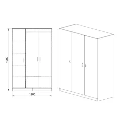 Armadio 120x190h cm 3 ante moderno rovere sonoma Rodari