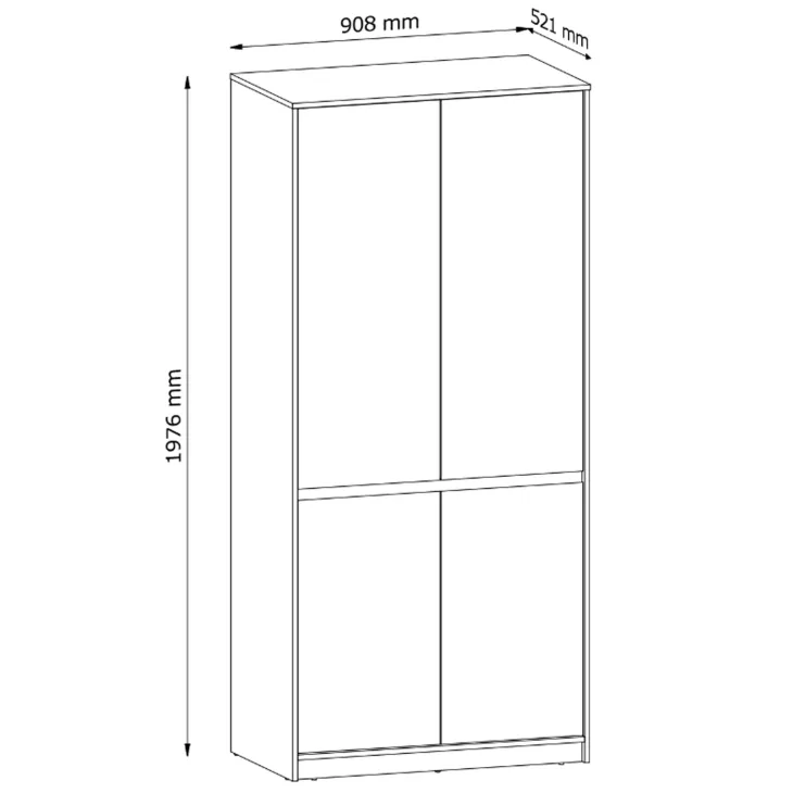 Armadio 91x198h cm 4 ante moderno rovere Funny