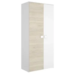 Armadio 90x205h cm 2 ante moderno rovere bianco Cairo