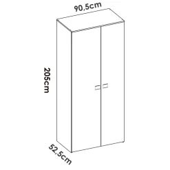 Armadio 90x205h cm 2 ante moderno rovere bianco Cairo